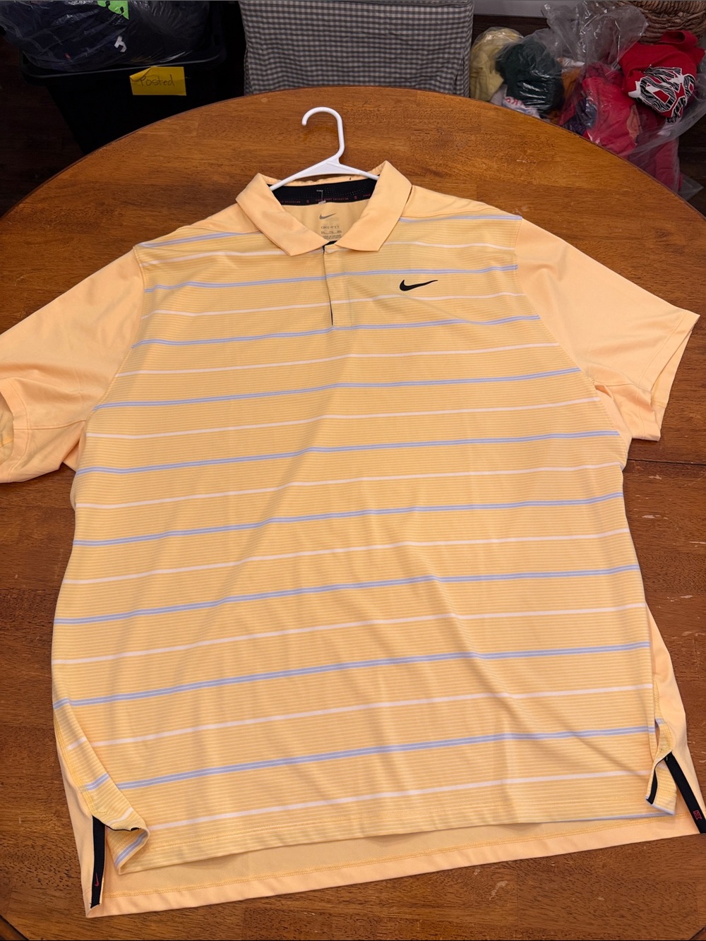 Nike Dri-Fit Tiger Woods Striped Golf Polo Shirt DR5318-795 Size XXL Yellow